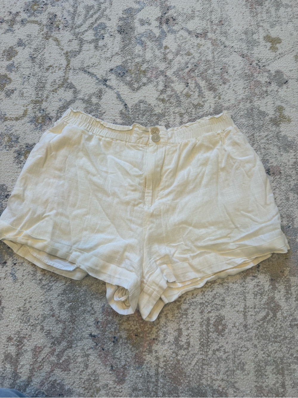 Princess Polly Light Cream Women's Linen-Blend Casual Shorts